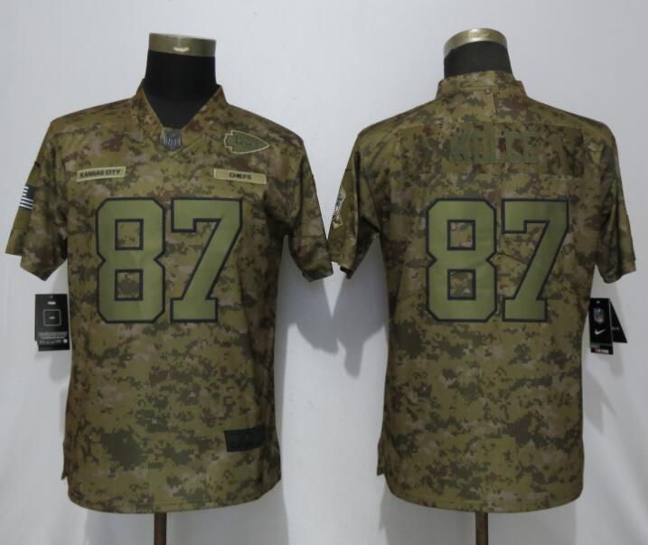 Women Kansas City Chiefs #87 Kelce Nike Camo Salute to Service Limited NFL Jerseys->women nfl jersey->Women Jersey